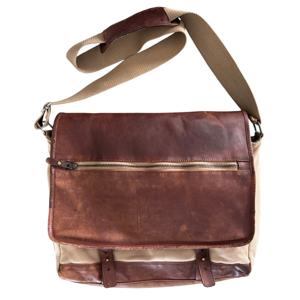 Boston Red Sox Leather Canvas Messenger Bag Cooperstown Collection